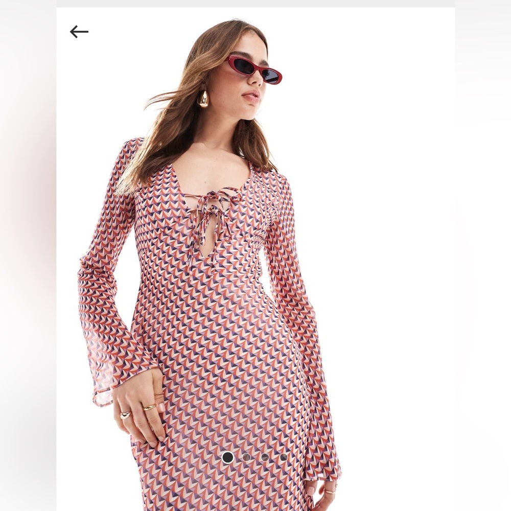 ASOS Geometric Pink and Blue Midi Dress